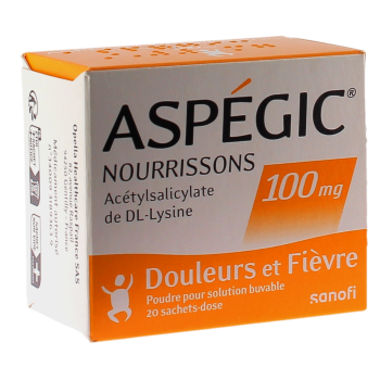 Aspegic nourrissons 100mg poudre pour solution buvable en sachet-dose - boîte de 20 sachets