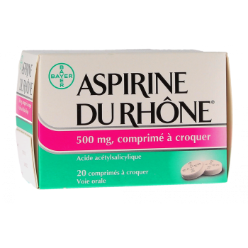 Aspirine du Rhône 500mg comprimé à croquer - boîte de 20 comprimés