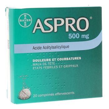 Aspro 500 effervescent comprimé effervescent - boîte de 20 comprimés