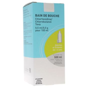 Chlorhexidine Chlorobutanol Teva bain de bouche - flacon de 500 ml