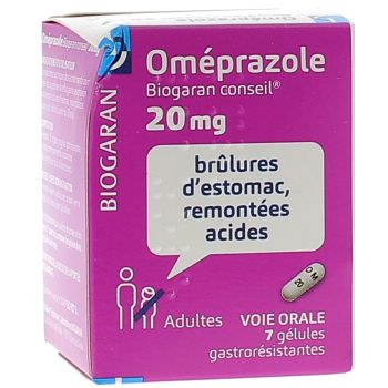 Oméprazole 20mg gélule gastrorésistante Biogaran - boite de 7 gélules