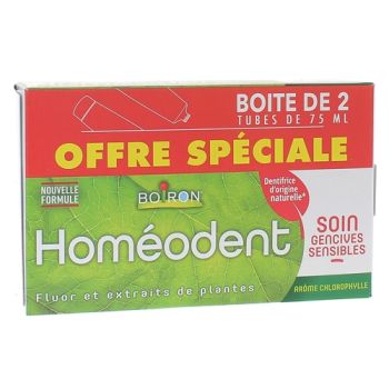 Homéodent soin gencives sensibles goût chlorophylle Boiron - 2 tubes de 75 ml