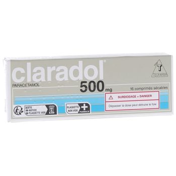 Claradol 500mg comprimé sécable - boîte de 16 comprimés