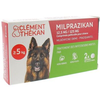 Milprazikan 12,5 mg / 125 mg comprimé pelliculé pour chiens Clément Thékan - boite de 2 comprimés