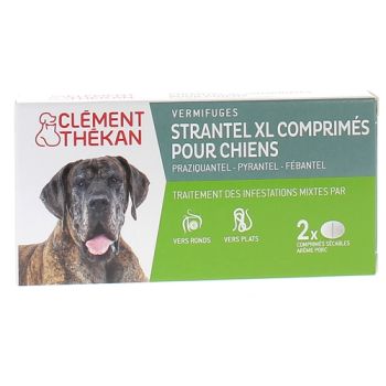 Strantel XL chiens vermifuges goût viande Clement Thekan - boîte de 2 comprimés sécables