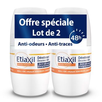 Déodorant douceur sans aluminium Etiaxil - lot de 2 roll-on de 50 ml