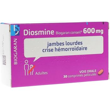 Diosmine Biogaran 600mg - boîte de 30 comprimés pelliculés