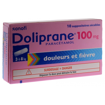 Doliprane 100mg suppositoire sécable - boîte de 10 suppositoires