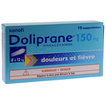 Doliprane 150mg suppositoire sécable - boîte de 10 suppositoires