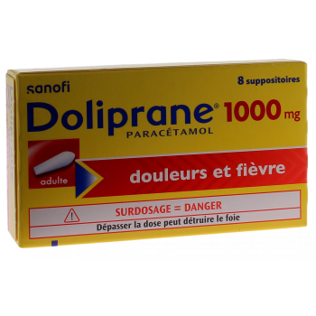 Doliprane 1000mg suppositoire - boîte de 8 suppositoires