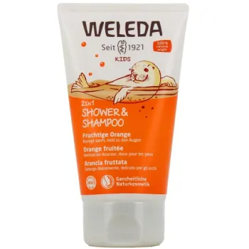 Douche & Shampooing 2-en-1 Orange fruitée Weleda kids - tube de 150 ml