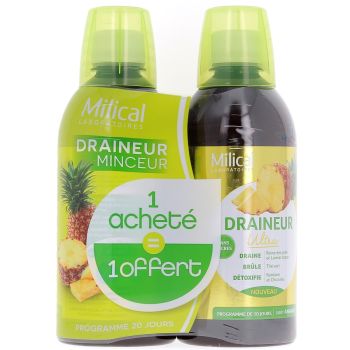 Draineur minceur Ultra ananas Milical - Lot de 2 bouteilles de 500 ml