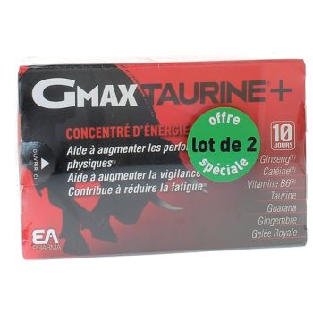 Gmax taurine + concentré d'énergie Eafit - 2 boites de 30 ampoules