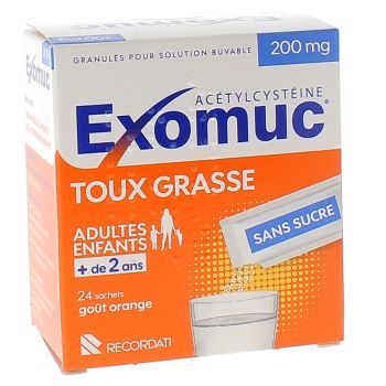 Exomuc 200mg granulés pour solution buvable - 24 sachets