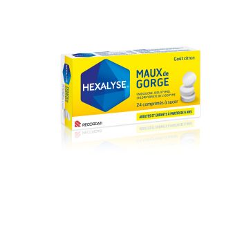 Hexalyse maux de gorge goût citron comprimé - 24 comprimés à sucer