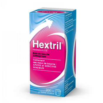 Hextril 0,1% bain de bouche - flacon de 200ml avec godet