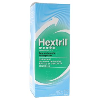 Hextril menthe 0,1% solution pour bain de bouche - flacon de 400ml