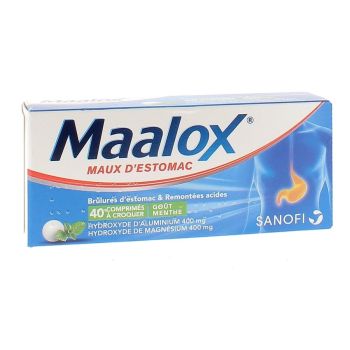 Maalox maux d'estomac comprimés menthe à croquer - boîte de 40 comprimés