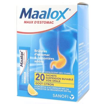 Maalox citron maux d'estomac - boîte de 20 sachets-doses