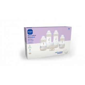 Mon coffret naissance Easy start anti-colique MAM - 4 biberons + 1 sucette + 1 boite doseuse offerte