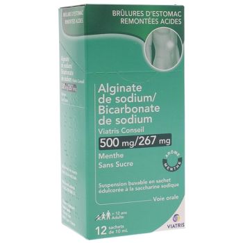 Alginate de sodium / bicarbonate de sodium Mylan conseil - boite de 12 sachets