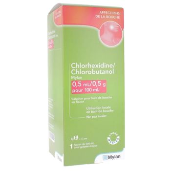 Chlorhexidine Chlorobutanol Mylan 0,5ml/0,5g solution pour bain de bouche - flacon de 500ml