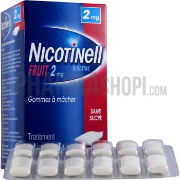 Nicotinell fruit 2mg sans sucre gomme à macher - boite de 96 gommes