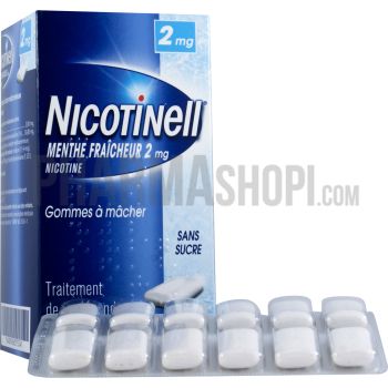 Nicotinell menthe fraicheur 2mg sans sucre gomme à mâcher - boite de 96 gommes