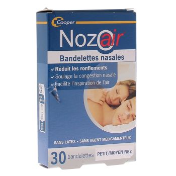 Nozoair bandelettes nasales petit/moyen nez - boite de 30 bandelettes