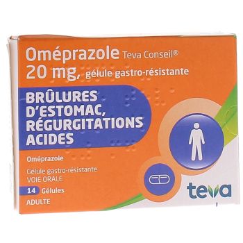 Oméprazole 20 mg Teva - boite de 14 gélules