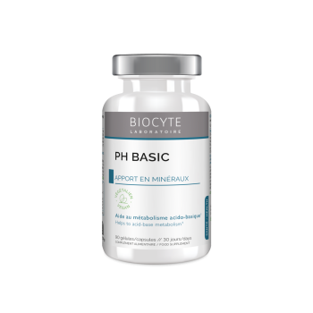 pH basic sels minéraux alcalins Biocyte - pot de 90 gélules micro-encapsulés