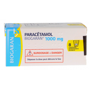 Paracétamol Biogaran 1g - 8 comprimés effervescents sécables