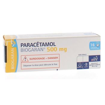 Paracétamol Biogaran 500mg comprimé effervescent - boite de 16 comprimés effervescents