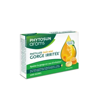 Pastille sans sucres gorge arôme miel Phytosun arôms - boite de 24 pastilles