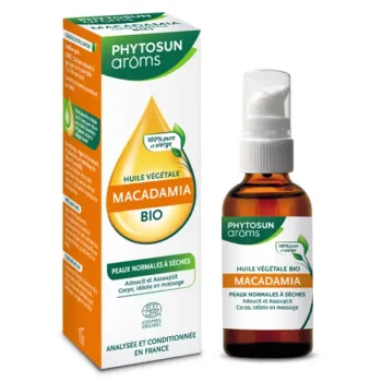 Huile végétale Macadamia Bio Phytosun aroms - flacon de 50ml