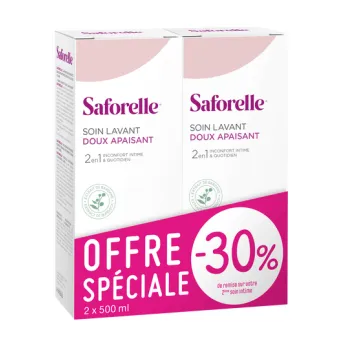 Saforelle soin lavant doux toilette intime - lot de 2 flacons de 500 ml