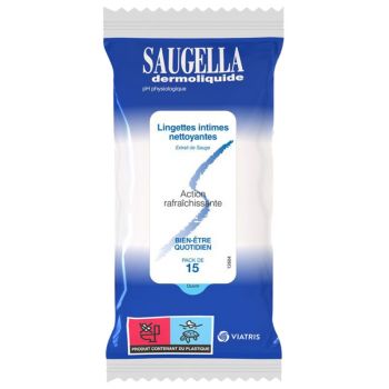 Dermoliquide lingettes intimes Saugella - pack de 15 lingettes