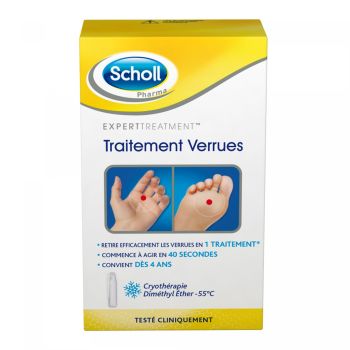 Traitement verrues pieds et mains Scholl - flacon de 80 ml + 16 applicateurs