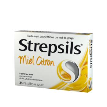 Strepsils miel citron pastille à sucer - boite de 24 pastilles