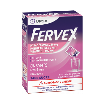 Fervex rhume enfant granulé en sachet - boîte de 8 sachets goût framboise