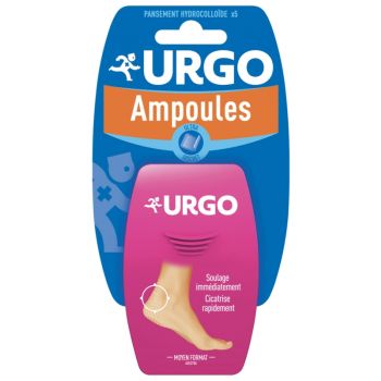 Pansements ampoules talon moyen format Urgo - 5 pansements hydrocolloïdes