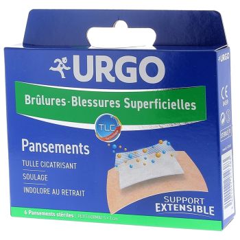 Pansements Urgo brûlures/blessures superficielles - boîte de 6 pansements stériles petit format