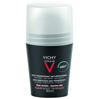 Déodorant anti-transpirant 48h peau sensible Vichy homme - flacon bille de 50 ml