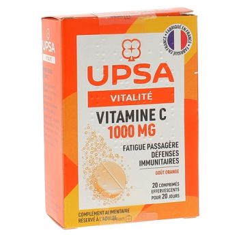 Vitamine C 1000mg effervescent goût orange UPSA - Fatigue passagère - 20 comprimés