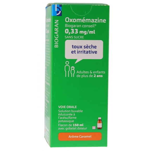 Oxomémazine 0,33mg/ml sans sucre Biogaran - flacon de 150ml