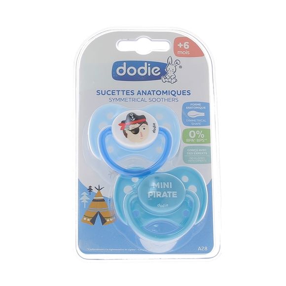 Sucettes anatomiques silicone +6 mois Dodie - 2 sucettes