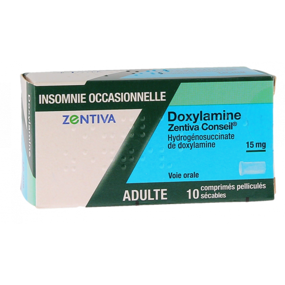 Doxylamine Zentiva 15 mg - boîte de 10 comprimés pelliculés sécables