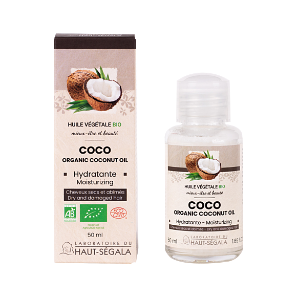 Huile de Coco Bio Hydratante Laboratoire Haut-Ségala - flacon de 50ml