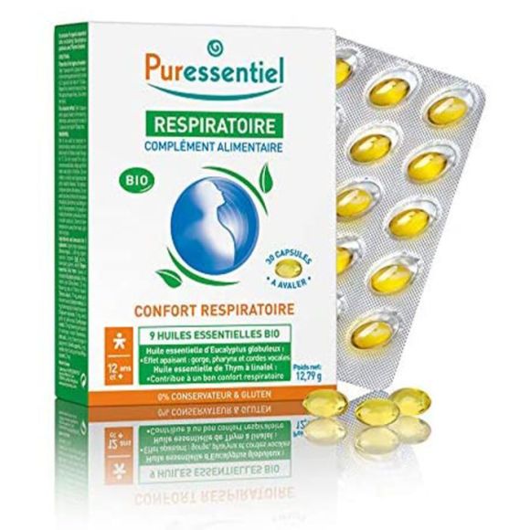 Capsules bronches aux huiles essentielles bio Puressentiel - boîte de 30 capsules