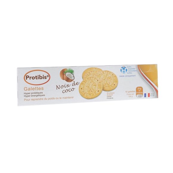 Protibis Galettes à la noix de coco HP/HC Nestlé Health Science  - boîte de 16 galettes